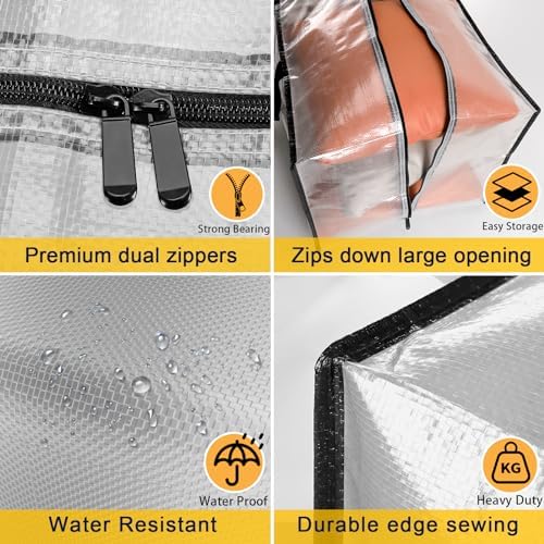 Clear Moving Bags Heavy Duty Extra Large with Strong Zipper Handles - Image 6