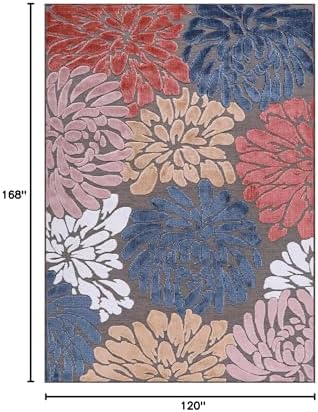 Luul Home Floral Indoor Outdoor Rugs 10x14 Large Area Rug for Living Room, Patio Decor, Kitchen, and Entryway Rug, Washable Stain Resistant Outside Carpet Brown 10 x 14 - Image 2