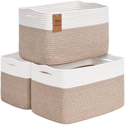 Baskets for Organizing,Storage Baskets,3 Pack Baskets for Shelfves,15"×10"×9" Woven Basket,toy storage bins,bins for organization by Degeyoyo