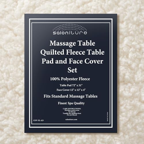 Saloniture Fleece Reversible Quilted Massage Table Pad & Face Cradle Set - Soft and Comfortable 1/2" Thick Facial Bed and Headrest Cover - Natural - Image 6