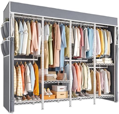 Raybee Heavy Duty Clothes Rack with Cover, 1150lbs Capacity, Adjustable - Image 6