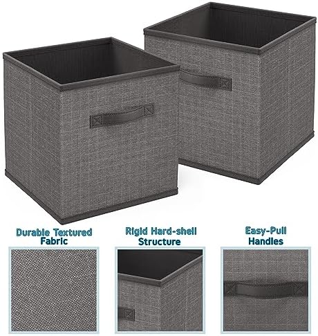 Nestl Cube Storage Organizer - Foldable 12-Cube Fabric Bins With Handles - 11-Inch Grey Closet Baskets for Bedroom, Playroom and More - Image 4
