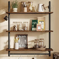Bestier 3 Tier Industrial Pipe Shelving, Floating Book Shelves for Wall, Storage Hanging Shelves with Towel Bar for Bathroom Organizer Bedroom Kitchen Plants Office. 31.5 Inch Rustic Brown by Bestier