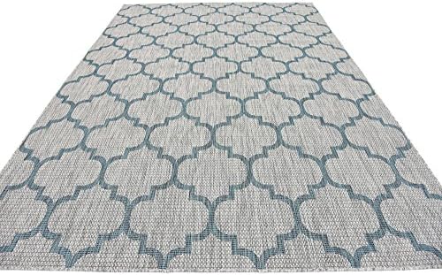 Unique Loom Outdoor Trellis Collection Area Rug (7' 1" x 10' Rectangle, Gray/ Ivory) - Image 6