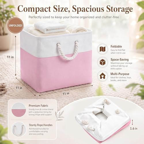 6 Pack Pastel Foldable Storage Bins , 11 Inch Cube Fabric Storage Baskets - Image 2