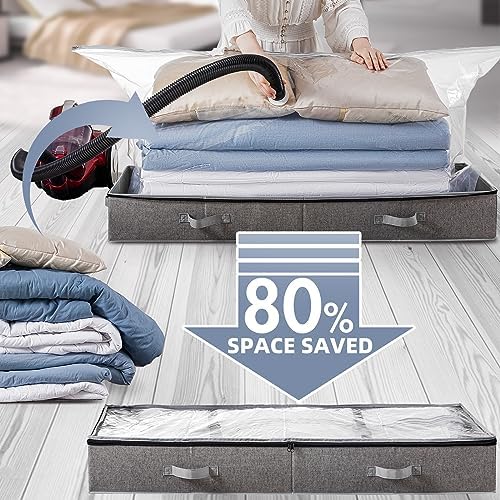 TAILI Under Bed Vacuum Storage Bags for Comforters and Blankets, Save 80% Space, Large Capacity Foldable Under Bed Storage Box for Quilts Pillow Blankets Linen, 41" x 17.7" x 6", Jumbo Vacuum Seal - Image 2