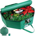 BrilliantJo Wreath Storage Christmas Garlands Bag with Interior Pockets Large Xmas Container Box for holiday Decorations Case with Dual Zipper and Handles Window Labeling Card Slot 24" Green by BrilliantJo