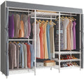 VIPEK V5C Portable Bedroom Armoires Wardrobe Closet with Cover, Heavy Duty Adjustable Clothing Rack, White Metal with Grey Oxford Fabric, 68.9" Lx15.7 Wx76.4 H by VIPEK