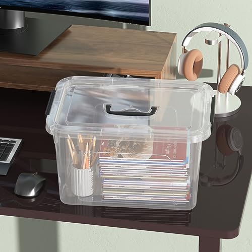 12 Qt Clear Tote Box, Plastic Storage Bin with Lid & Handle Set of 6 - Image 6