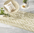 Fab Habitat Outdoor Rug - Waterproof, Fade Resistant, Crease-Free - Premium Recycled Plastic - Art Deco Geo - Porch, Deck, Balcony, Mudroom, Laundry Room, Patio - Sydney - Gold & Cream - 3 x 5 ft by FabHabitat