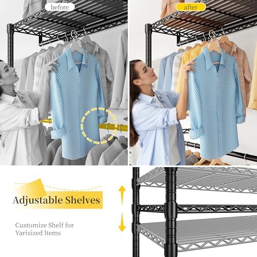 Raybee Clothes Rack with Wheels, Heavy Duty Loads 780LBS, Space-Saving - Image 4
