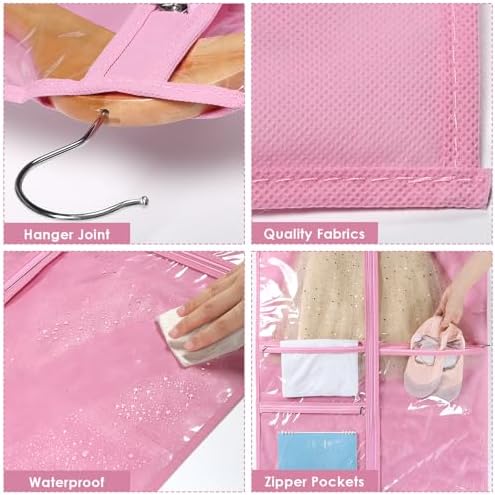 Univivi 40 Inch Dance Costume Garment Bags for Dancers, Pink, 8 Pack - Image 3