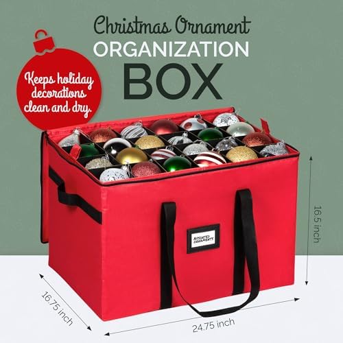 Christmas Ornament Storage Container,Box Stores Up to 96, Adjustable Dividers, Large Organizer Bin to Protect and Store Holiday Décor - Image 4