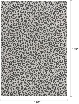 Unique Loom Outdoor Safari Collection Area Rug - Leopard (10' x 14' 1" Rectangle, Light Gray/ Gray) - Image 2