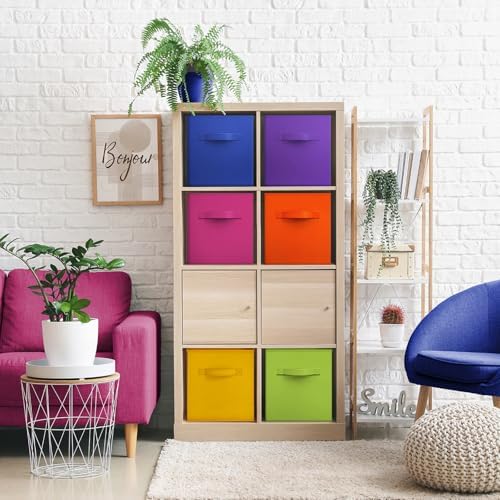 Sorbus Foldable Fabric Storage Cubes, 12 Pack (13 Inch, Bright Rainbow) - Image 5