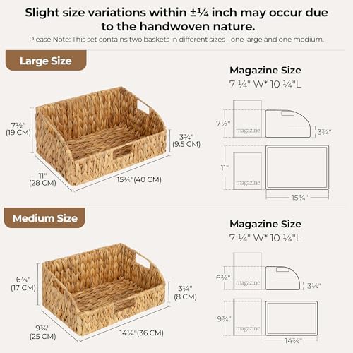 StorageWorks Pantry Baskets for Organizing, Hyacinth Storage Baskets,2-Pack - Image 2