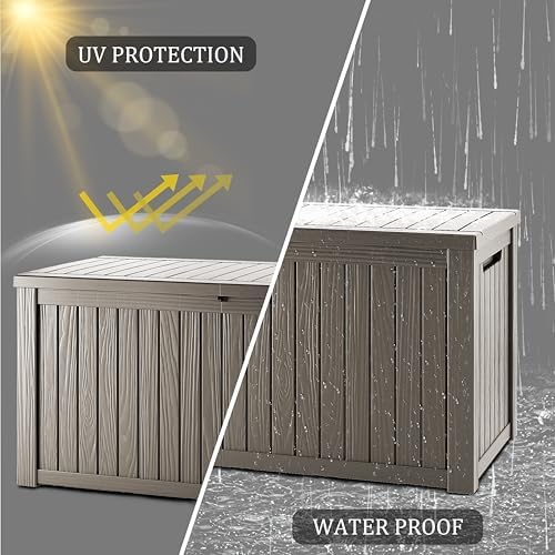 180 Gallon Resin Large Deck Box Organization and Storage Box for Patio, Outdoor Cushions, Garden Tools, Gray - Image 3