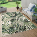 Paco Home in- & Outdoor Rug Tropical Palm Leaf Design for Patio in Green Beige, Size: 8'2'' x 11'2'' by PacoHome
