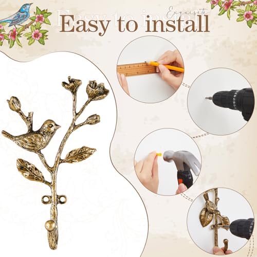 4 Pack Vintage Bird Hooks for Wall Decorative Hooks,5.9 to 6.7 in - Image 3