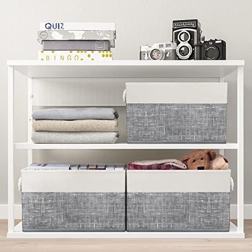 Fab totes Storage Bins 8-Pack, Foldable Storage Baskets for Organizing Toys, Books, Shelves, Closet, Large Storage Box with Rope Handles, Sturdy Organizer Bins, White & Grey - Image 7