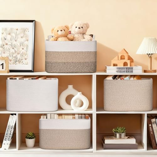 Baskets for Organizing,Storage Baskets,3 Pack Baskets for Shelfves,15"×10"×9" Woven Basket,toy storage bins,bins for organization - Image 3