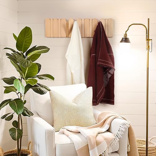 Wall Coat Rack for Entryway: Folding Wood Modern Heavy Duty 8 Hooks - Image 7