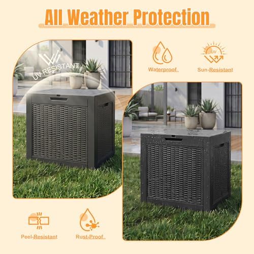 Outdoor Storage Box,42 Gallon Waterproof Resin Patio Deck Box - Image 2