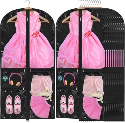 Windyun 10 Pack Garment Bags Costumes Kids 40", Translucent Black by Windyun