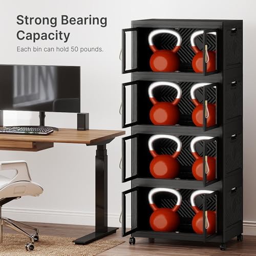 736QT Stackable Storage Bins with Lids, 184Gal Foldable Storage Cabinets - Image 4