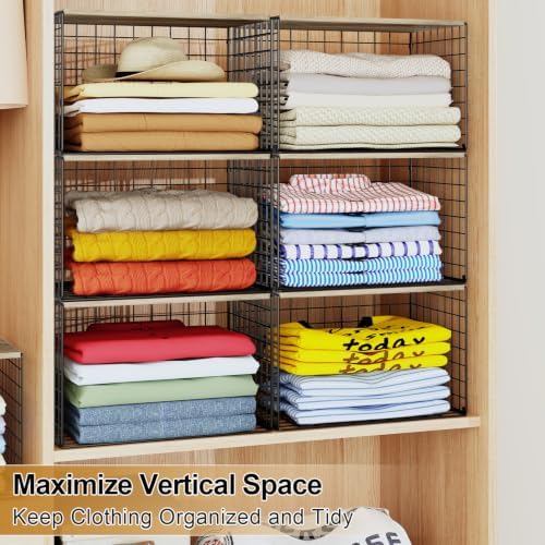Widened & Heightened Closet Organizers And Storage Shelves With Top Board, Set of 3 Stackable Closet Shelf Organizer Storage Bin Basket For Clothes Sweaters,Space-saving, Sturdy,Wider Higher Size - Image 4