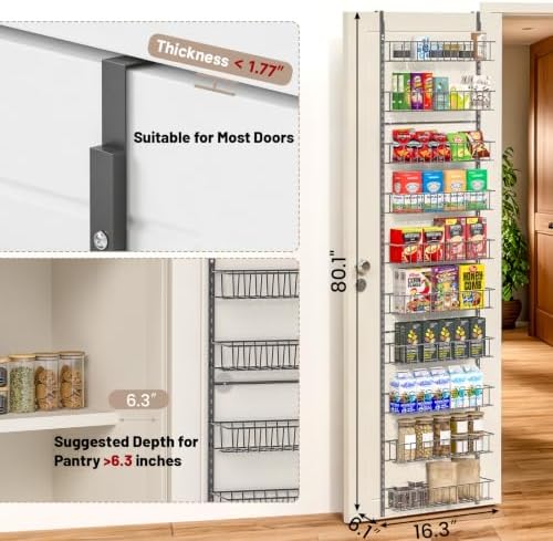 ElegantArray 10-Tier Pantry Door Organizer, Deep Gray - Image 2