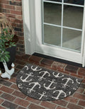 Unique Loom Outdoor Coastal Collection Area Rug - Ahoy (2' 7" x 4' 1" Hearth Charcoal/Ivory) by UniqueLoom