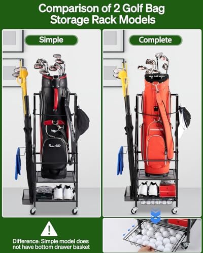 FHXZH Golf Bag Storage Garage Organizer - Golf Bag Stand with Wheels - Image 5