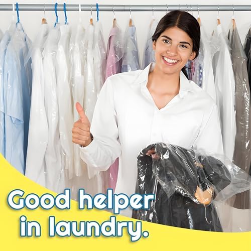 10 Pcs Long Plastic Clothes Covers, 60 * 150cm Clear Clothes Bags Hanging,Dress Bag,Garment Bags Dress Bags Covers Long,Dust-proof Garment Protector Covers for Clothes Shirt Suit Jacket Suit Sweater - Image 6