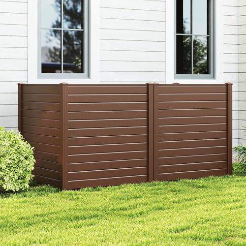 GIANTEX No-Dig Air Conditioner Fence, 2 Panels, 48''W x 48''H, Brown - Image 6