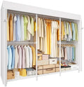 ULIFHOME E14C Pro Heavy Duty Closet Organizer System，Freestanding Clothing Racks for Hanging Clothes，Adjustable Garment Rack 69" W × 16" D × 77" H Hold 960 lbs，White Rack with White Dustproof Cover by UlifHome
