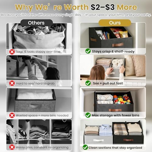 Closet Organizers Storage, Small Collapsible Bin 6pc, Dark Gray - Image 4
