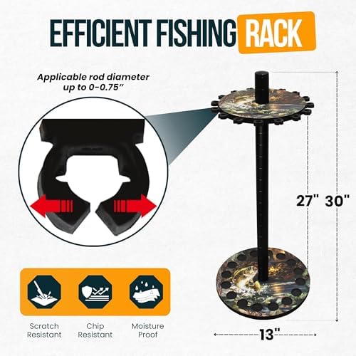 Rush Creek Creations 16-Rod Round Fishing Rod Holder for Garage, Tackle Box - Image 3