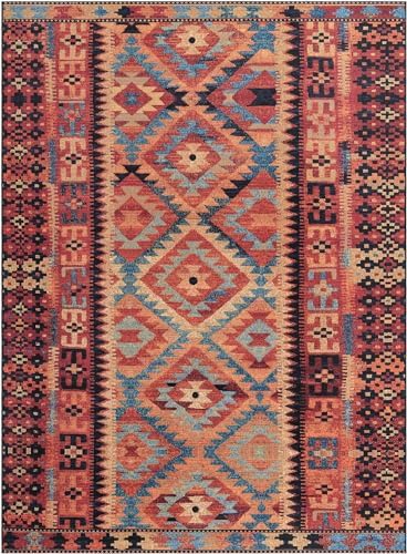 Unique Loom Outdoor Tribal Collection Area Rug - Tortuguero (7' 10" x 11' Rectangle Multi/Blue) - Image 3