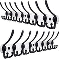 Dseap Coat Rack Wall Mount - 29.5” Long 8-Tri-Hooks Heavy Duty Coat Hanger Rail Wall Hooks for Hanging Coats Hats Clothing Clothes Purse Mudroom Entryway, White & Black, Pack of 2 by Dseap