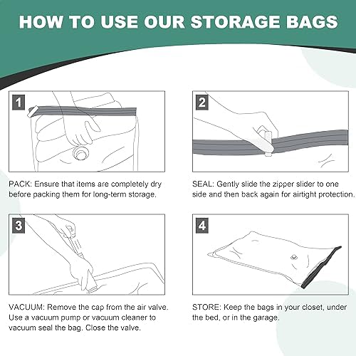 WTREE 40 Pack Vacuum Storage Bags, Space Saver Bags, Vacuum Sealed Bags for Comforters, Blankets, Clothes Storage, Hand Pump Included (4 Jumbo/4 Large/4 Medium/8 Small) - Image 6