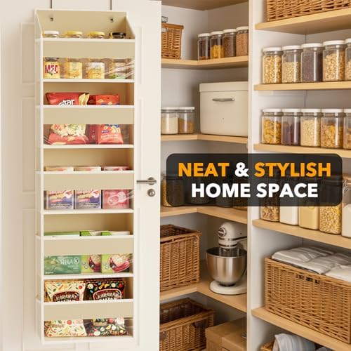 SpaceAid 2 Pack Over The Door Organizer with 5 Large Pockets and 10 Mesh Side Pockets, 5 Layers Door Organizer Hanging with Clear Window for Bedroom, Bathroom, Pantry and Nursery, Beige - Image 4