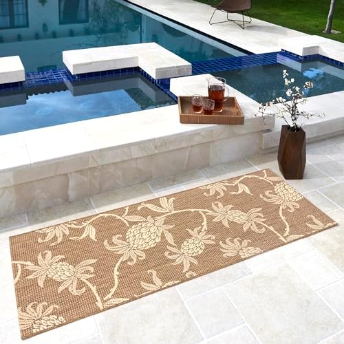 Gertmenian Indoor/Outdoor Kona Coast by Reyn Spooner Runner Rug - 2x6 Runner, Stain & UV Resistant, Ideal for Deck, Patio, Poolside Rooms - Pineapple, Brown, 46657 - Image 2