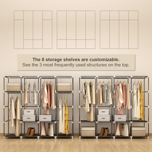 67" Portable Wardrobe Closet for Hanging Clothes Large Capacity for Bedroom - Image 6