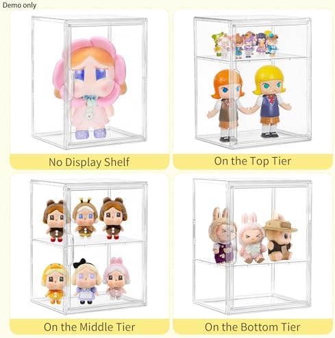 LXLXXL 2 Tier Stackable Acrylic Display Case with Magnetic Lids, 2 Pack - Image 3
