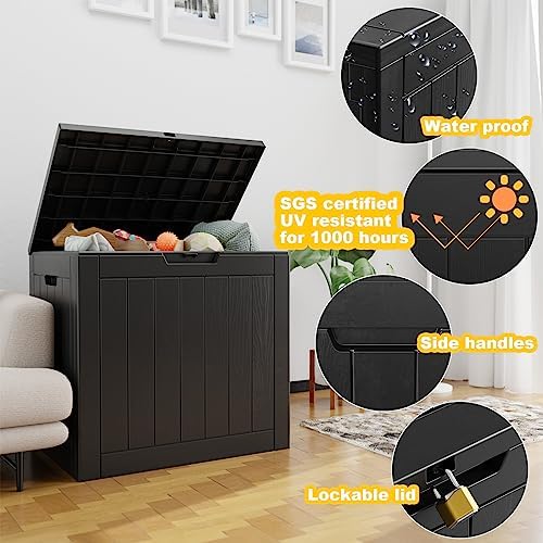 Vixzen 30 Gallon Deck Boxes Outdoor Waterproof, Lockable Storage Box for Patio Cushions Storage Furniture, Garden Tools, Pool Supplies, Weatherproof and UV Resistant (Black, 30 Gallon) - Image 2