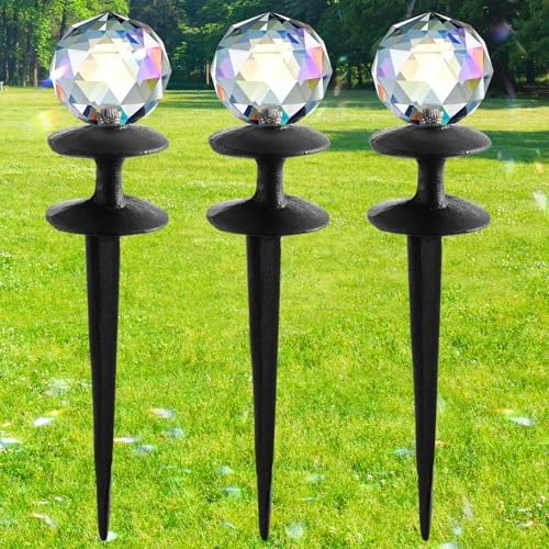 Tandefio 3 Pcs Suncatcher Crystal Ball Hose Guide Stakes, Cast Iron Metal by Tandefio