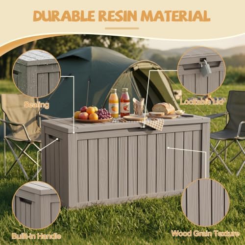 EFU Outdoor Storage Box Waterproof,150 Gal Gen 2 Resin Deck Box With Wheels - Image 3