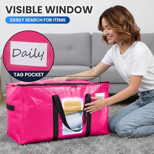 TAILI 6 Pack Pink Extra Large Moving Bags,Storage Bags with Visible Window - Image 5