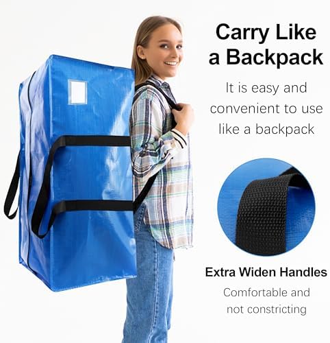 VELVETSURE 12 Pack Heavy Duty Extra Large Moving Bags W/Backpack Straps - Strong Handles & Zippers, Storage Totes For Space Saving, Fold Flat, Alternative to Moving Box and Storage Bin, Multicolor - Image 4
